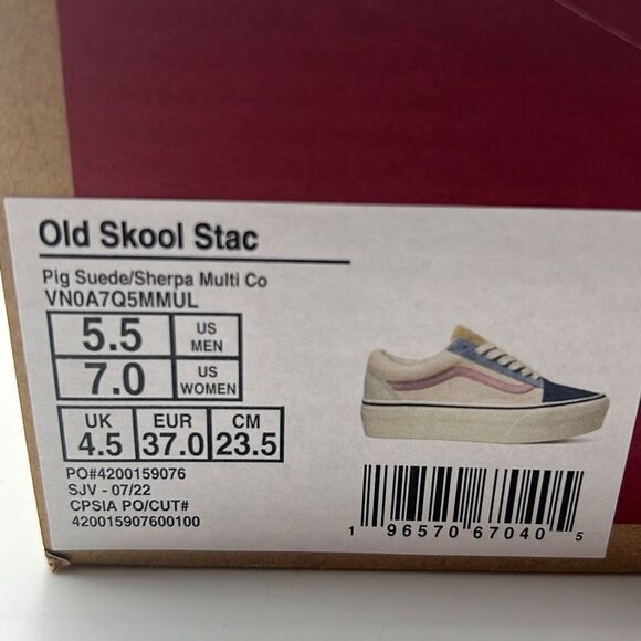 VANS OLD SKOOL STACKFORM PIG‎ SUEDE SHERPA SHOE- Women 9.5 - New in Box - Picture 8 of 8